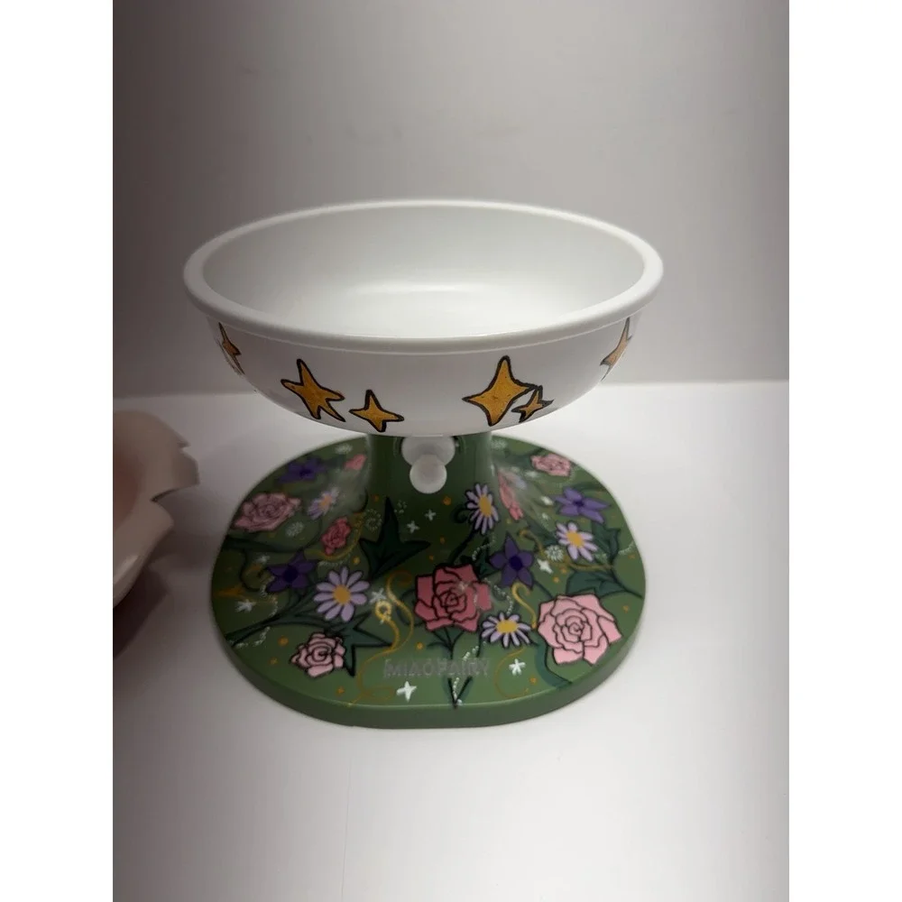 Miao‎ Fairy Adjustable Ceramic Feeder - Elevated Dog Bowl Floral Green Australia